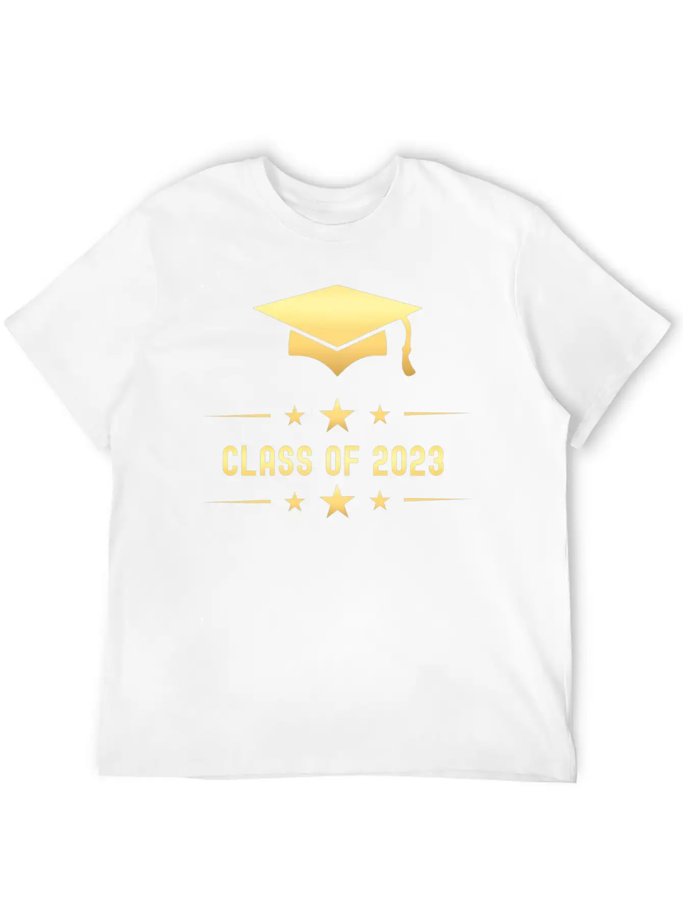 Class Of 2023 Gold Graduation Hat Casual Graphic T-Shirt – Simple And Comfortable Daily Wear