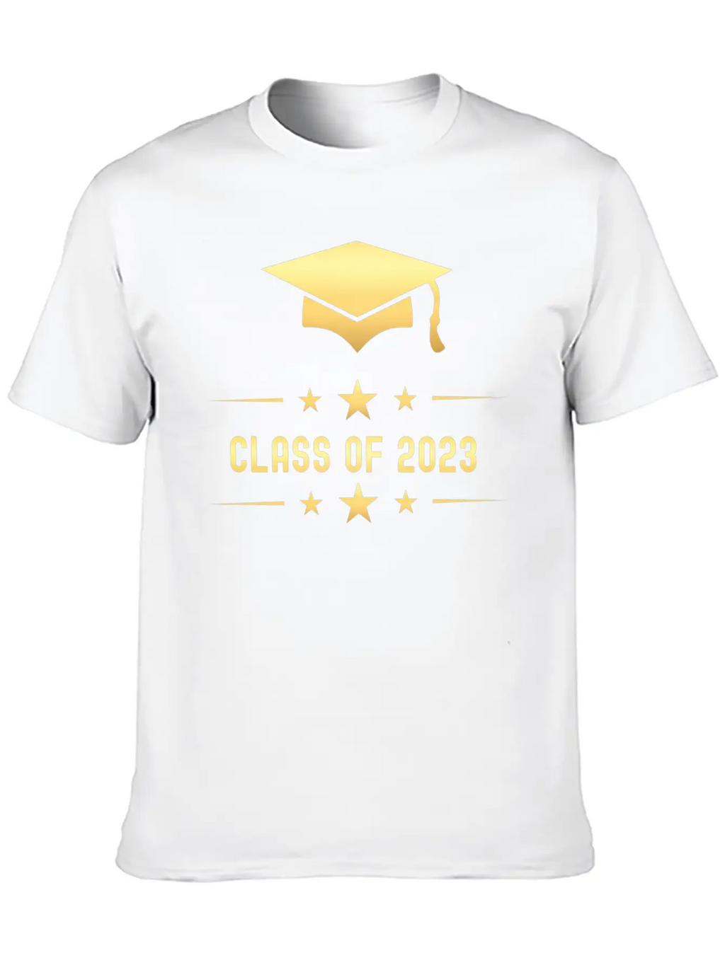 Class Of 2023 Gold Graduation Hat Casual Graphic T-Shirt – Simple And Comfortable Daily Wear