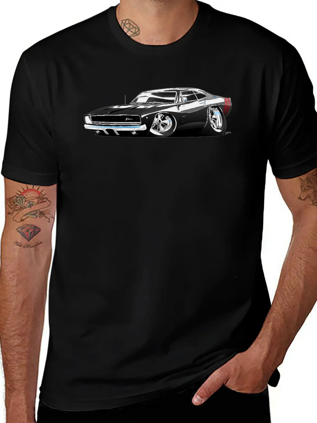 Classic 60’s American Muscle Car Cartoon Unisex Short Sleeve Soft Cotton T-Shirt – Casual Everyday Wear