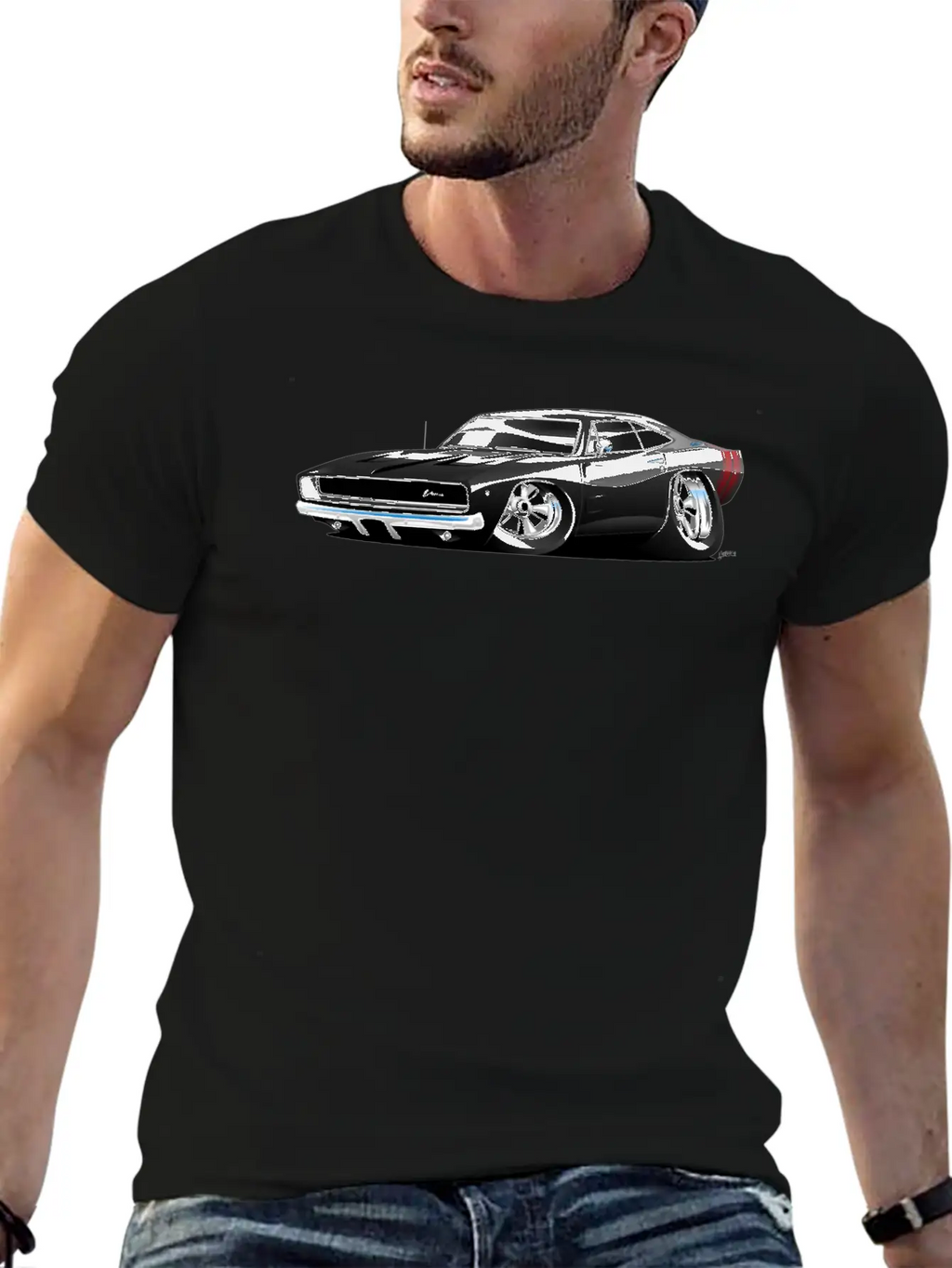 Classic 60’s American Muscle Car Cartoon Unisex Short Sleeve Soft Cotton T-Shirt – Casual Everyday Wear