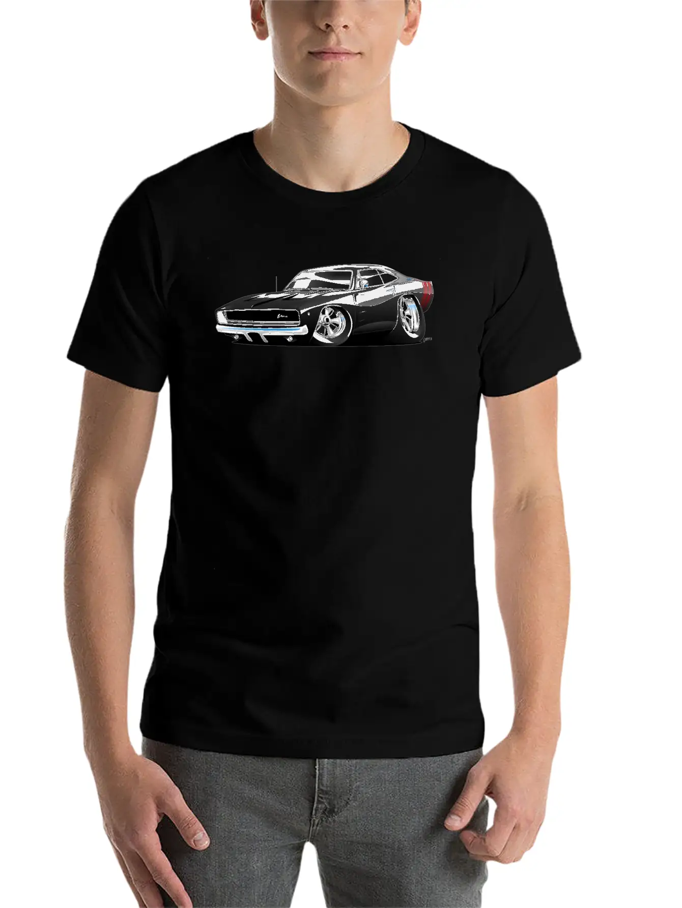 Classic 60’s American Muscle Car Cartoon Unisex Short Sleeve Soft Cotton T-Shirt – Casual Everyday Wear