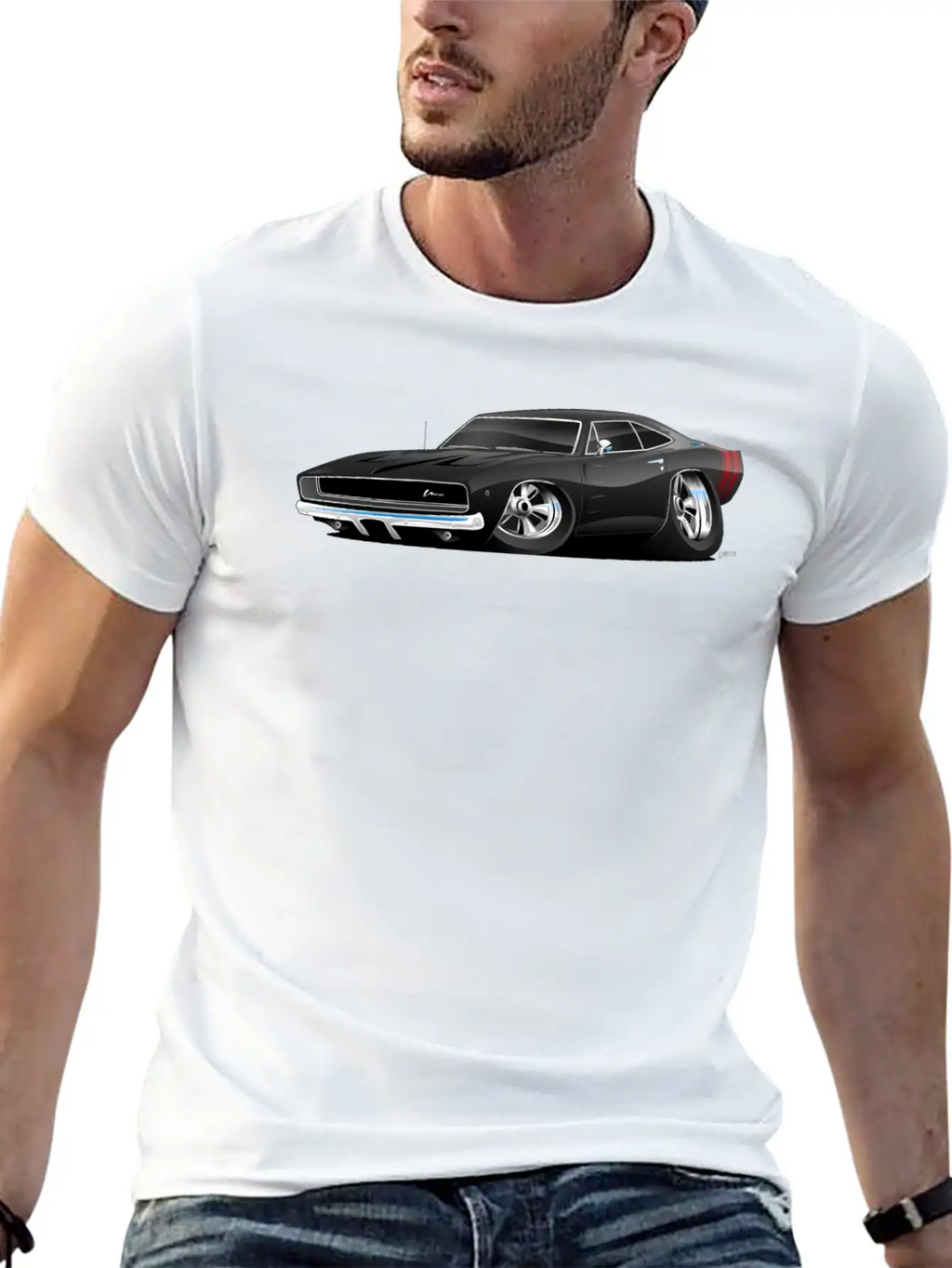 Classic 60’s American Muscle Car Cartoon Unisex Short Sleeve Soft Cotton T-Shirt – Casual Everyday Wear