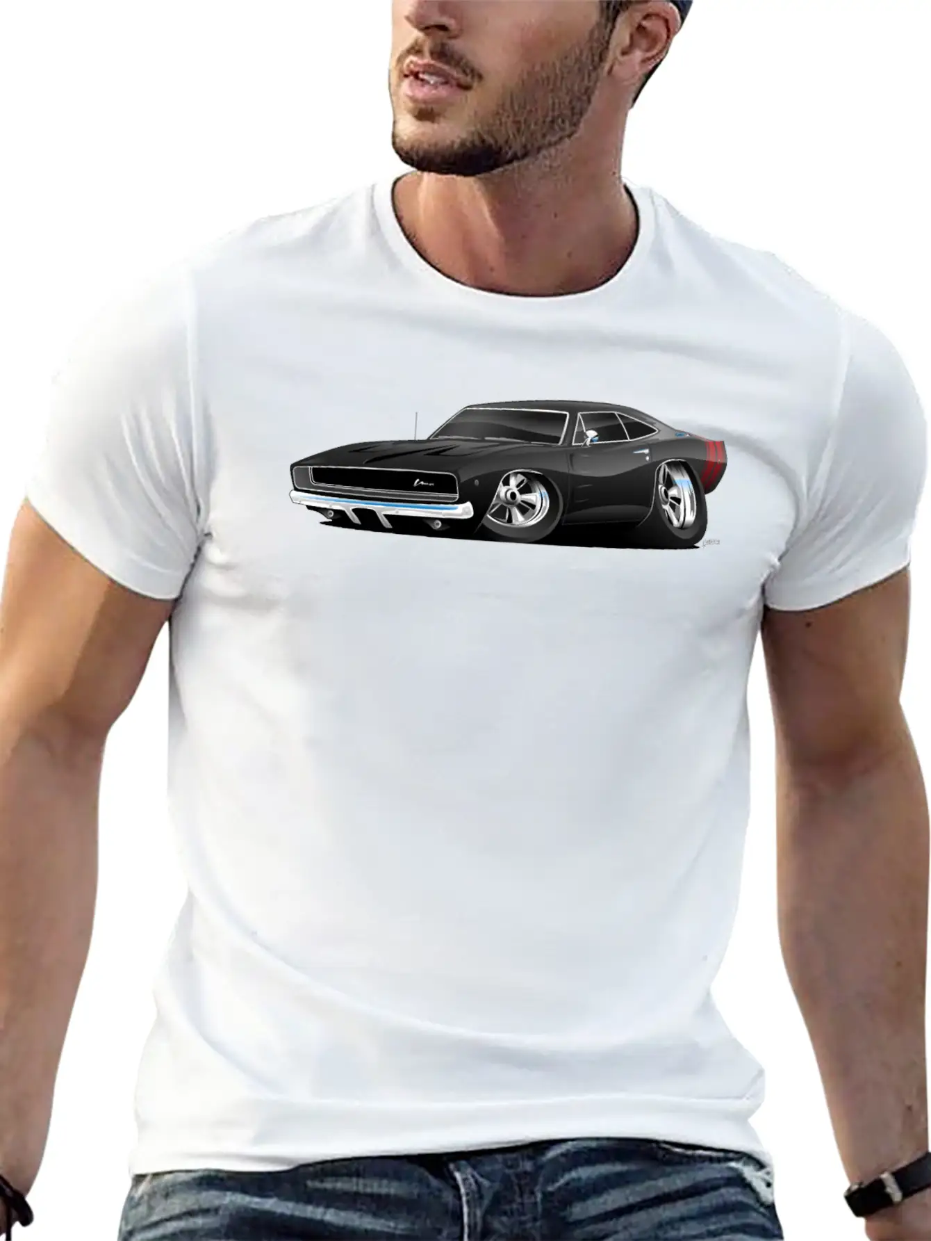 Classic 60’s American Muscle Car Cartoon Unisex Short Sleeve Soft Cotton T-Shirt – Casual Everyday Wear