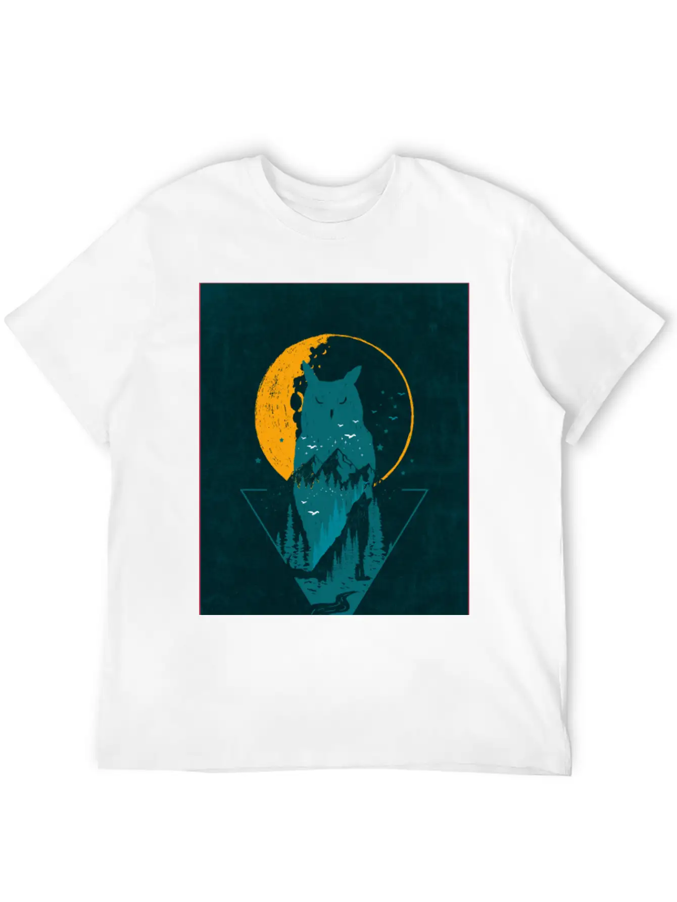 Classy And Minimalist Double Exposure WOLF And OWL Classic Fit Graphic Tee For Daily Comfort – Unisex Cotton Shirt