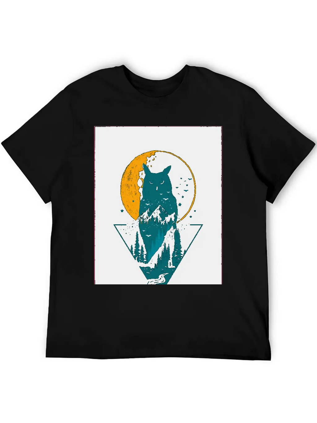 Classy And Minimalist Double Exposure WOLF And OWL Classic Fit Graphic Tee For Daily Comfort – Unisex Cotton Shirt