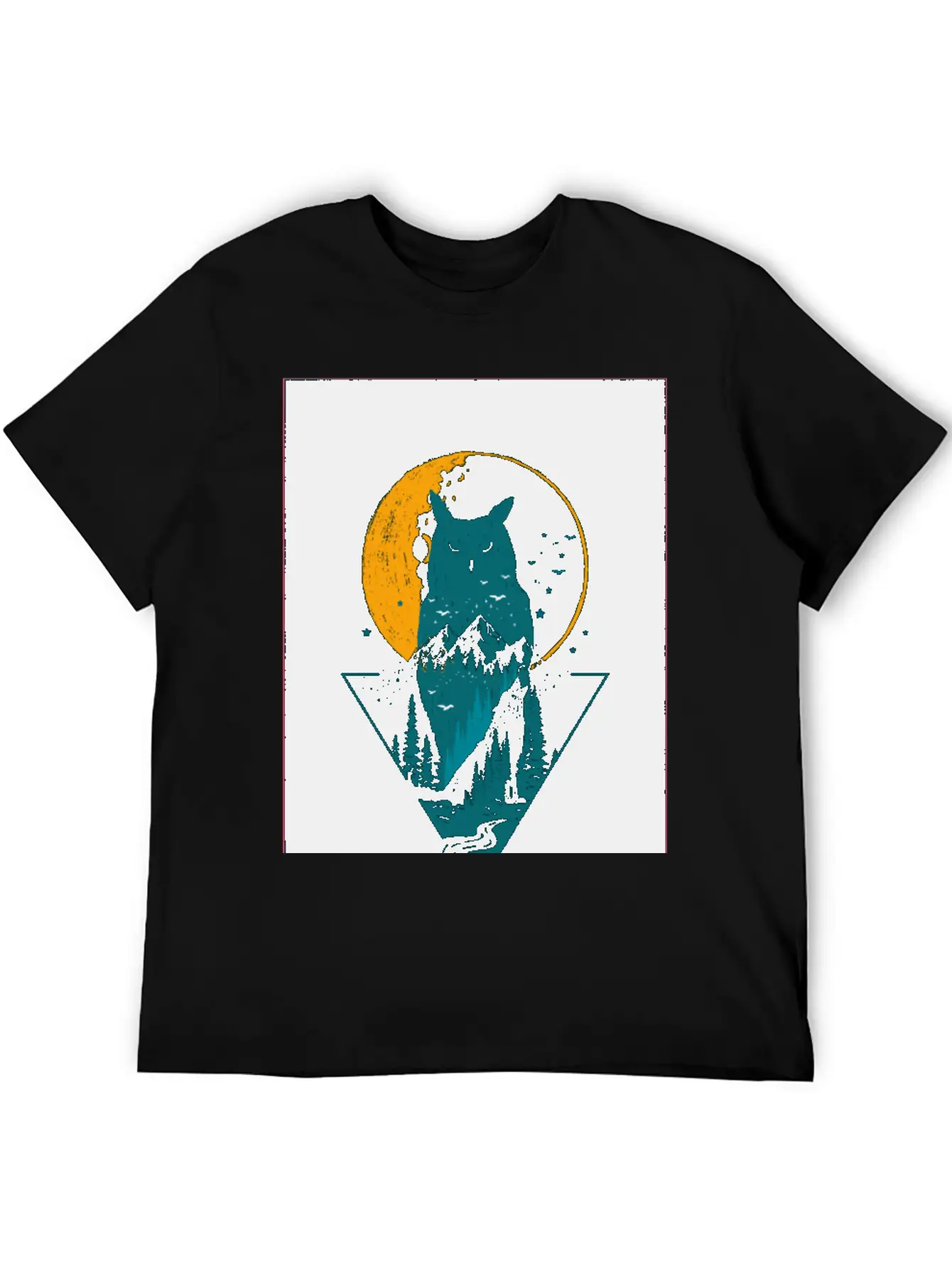 Classy And Minimalist Double Exposure WOLF And OWL Classic Fit Graphic Tee For Daily Comfort – Unisex Cotton Shirt