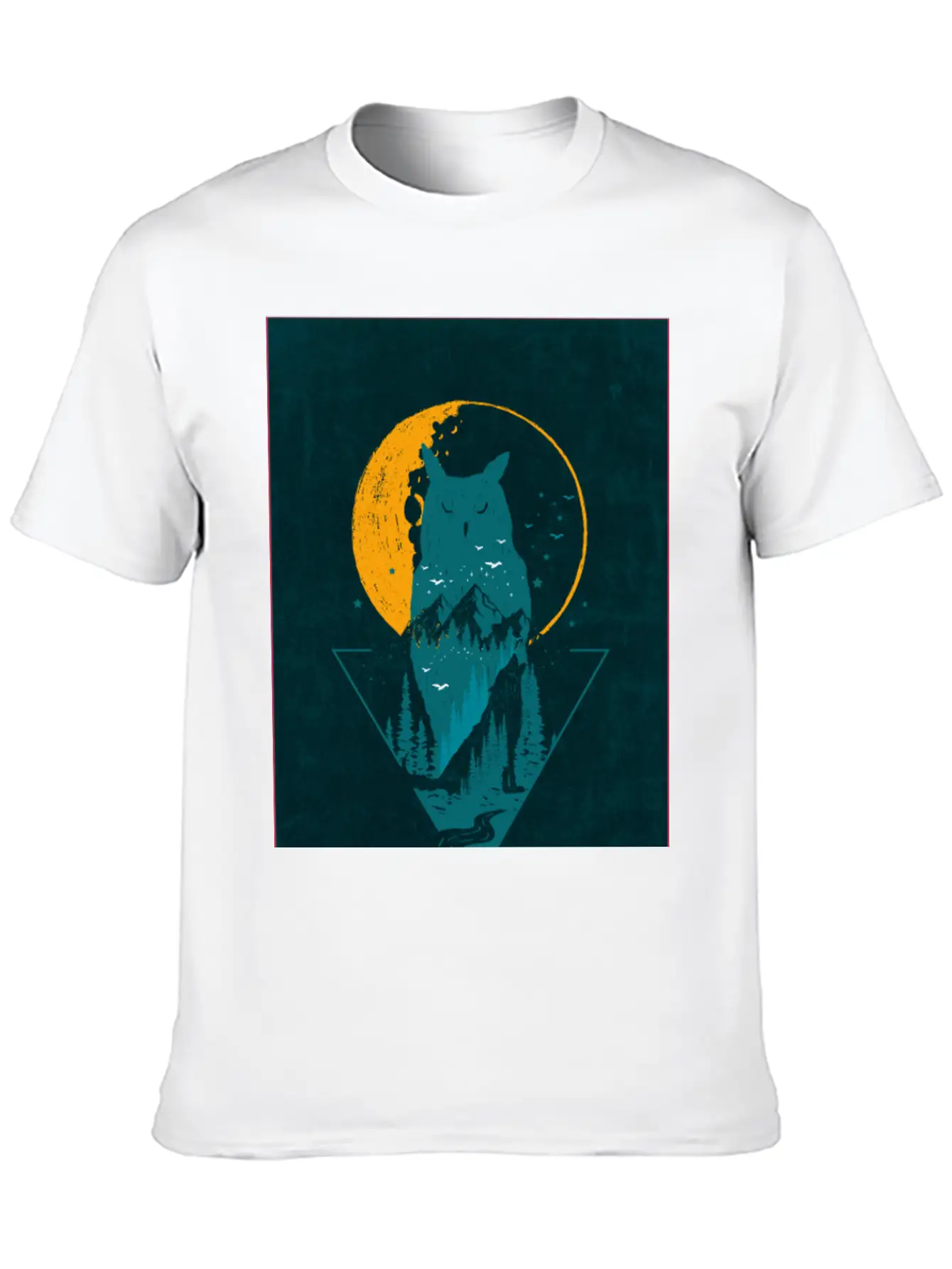 Classy And Minimalist Double Exposure WOLF And OWL Classic Fit Graphic Tee For Daily Comfort – Unisex Cotton Shirt