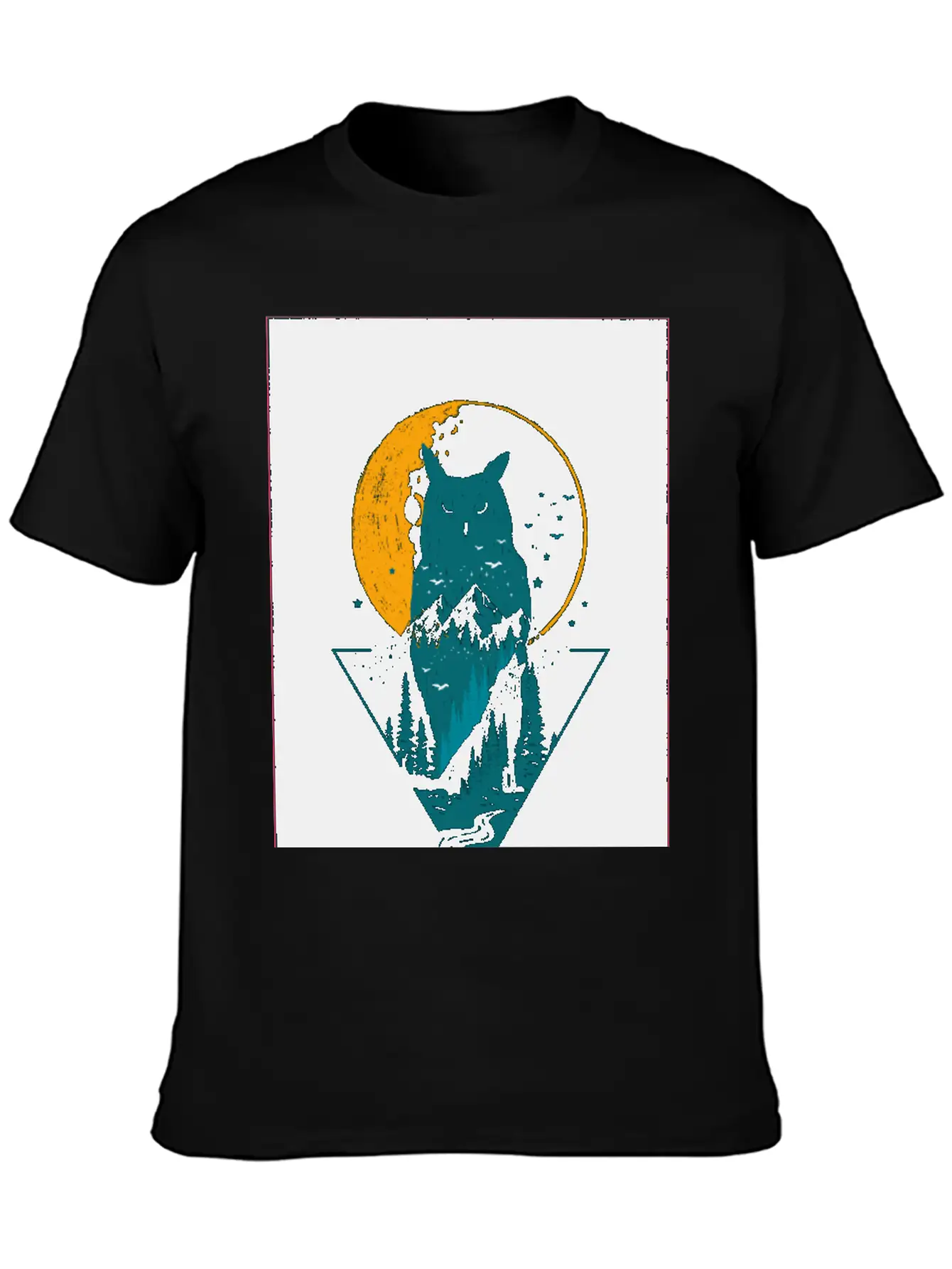 Classy And Minimalist Double Exposure WOLF And OWL Classic Fit Graphic Tee For Daily Comfort – Unisex Cotton Shirt