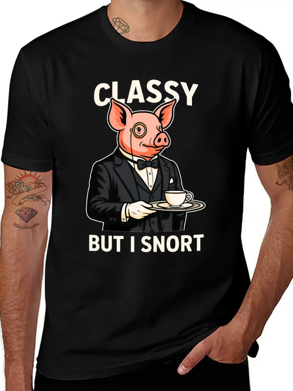Classy But I Snort Funny Animal Stylish Everyday T-Shirt – Unisex Basic Cotton Tee