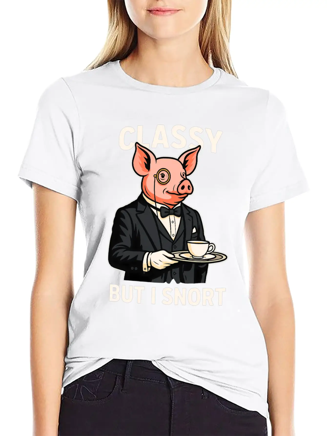 Classy But I Snort Funny Animal Stylish Everyday T-Shirt – Unisex Basic Cotton Tee