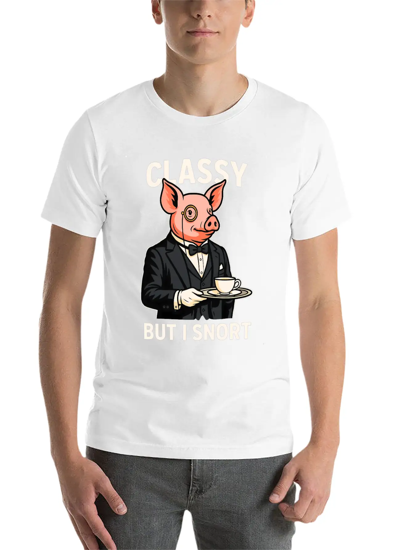 Classy But I Snort Funny Animal Stylish Everyday T-Shirt – Unisex Basic Cotton Tee