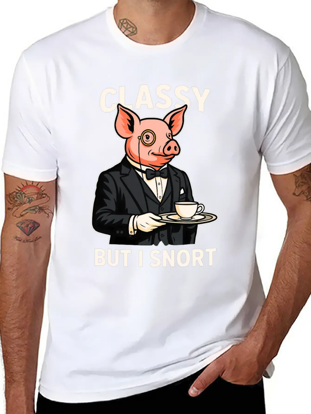 Classy But I Snort Funny Animal Stylish Everyday T-Shirt – Unisex Basic Cotton Tee
