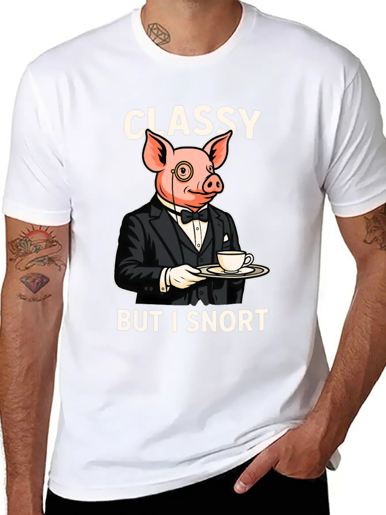 Classy But I Snort Funny Animal Stylish Everyday T-Shirt – Unisex Basic Cotton Tee