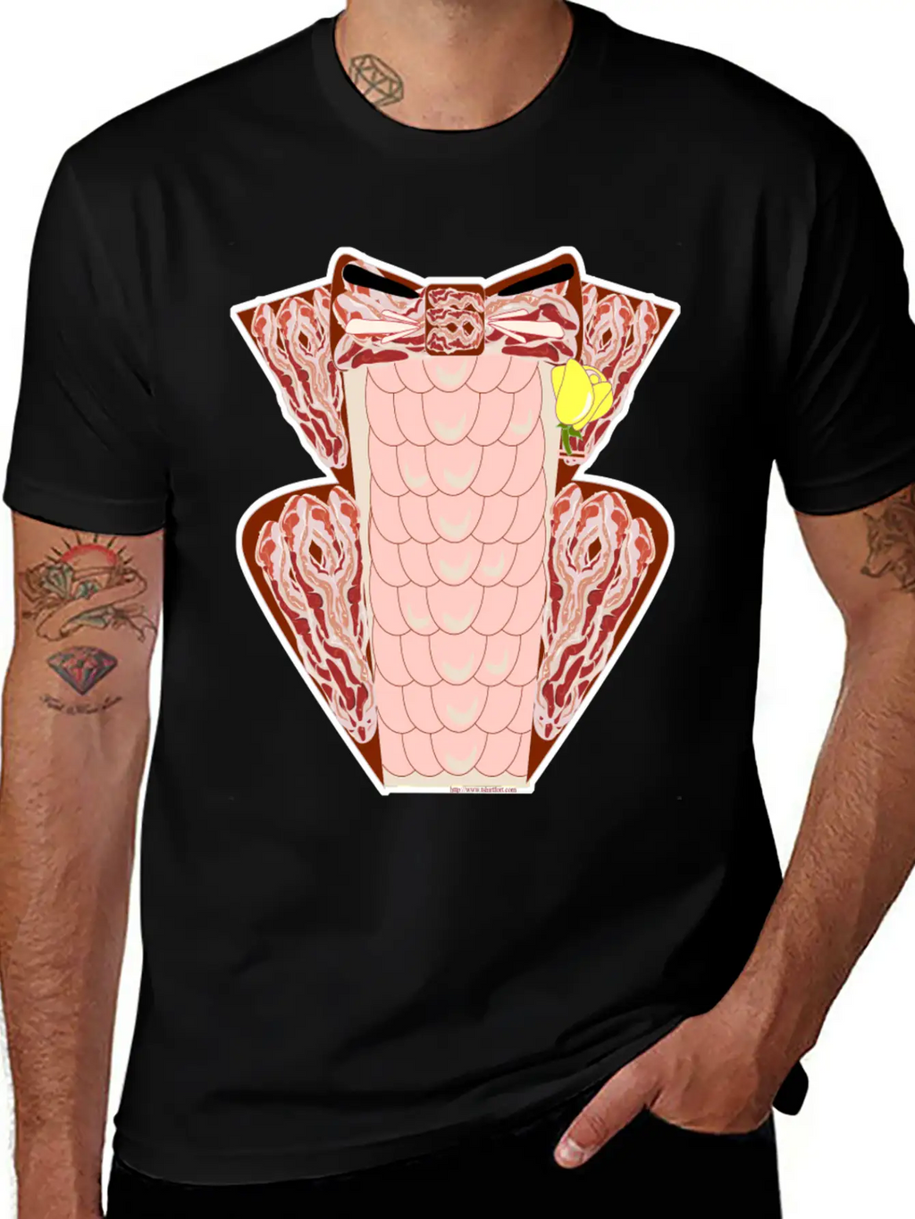 Classy Ruffled Bacon Tuxedo Casual Graphic T-Shirt – Simple And Comfortable Daily Wear