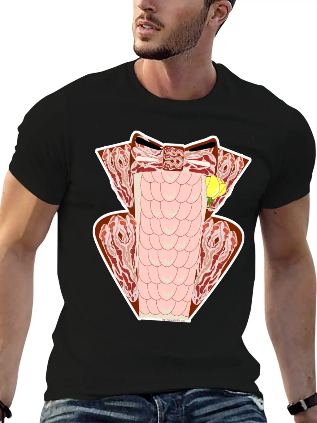 Classy Ruffled Bacon Tuxedo Casual Graphic T-Shirt – Simple And Comfortable Daily Wear