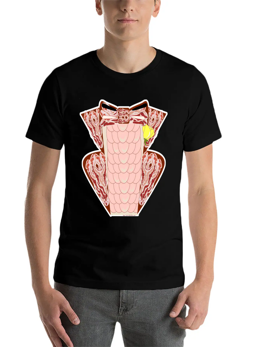 Classy Ruffled Bacon Tuxedo Casual Graphic T-Shirt – Simple And Comfortable Daily Wear