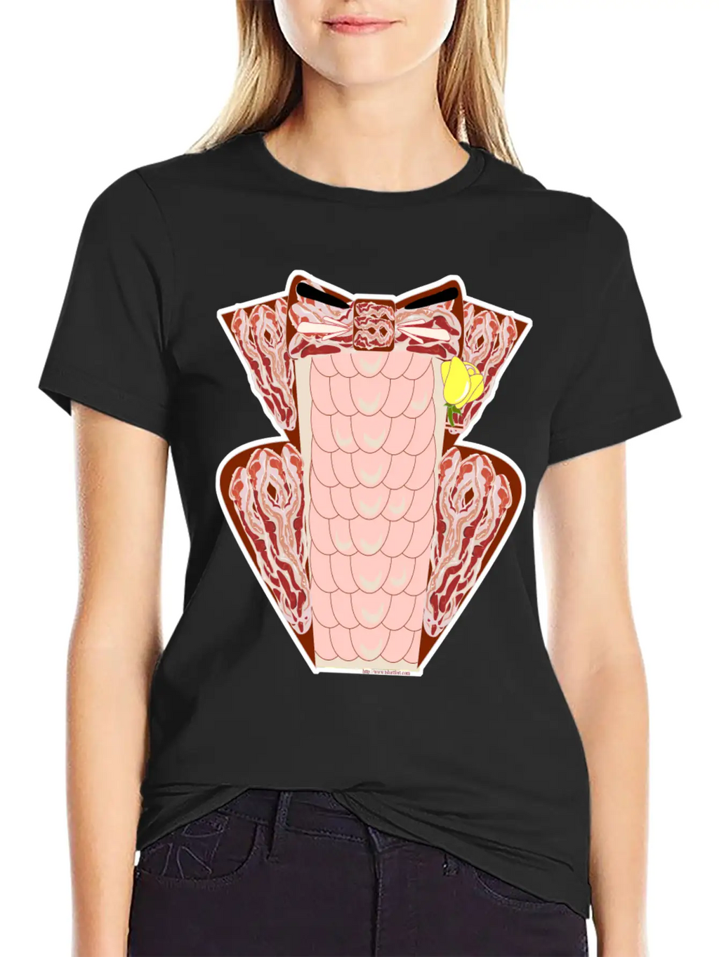Classy Ruffled Bacon Tuxedo Casual Graphic T-Shirt – Simple And Comfortable Daily Wear