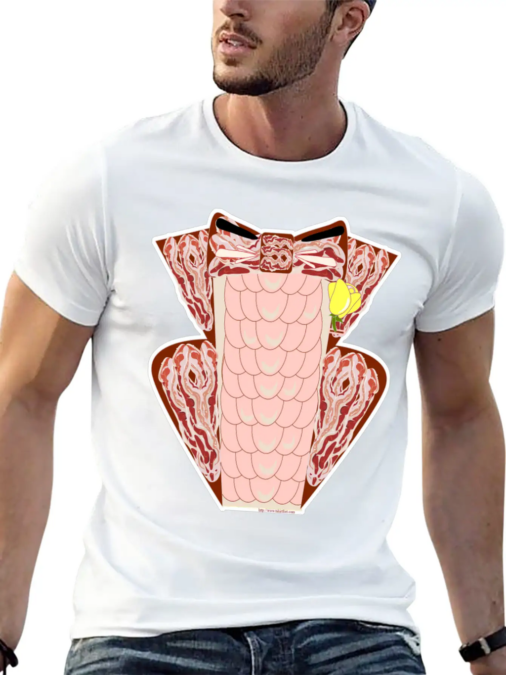 Classy Ruffled Bacon Tuxedo Casual Graphic T-Shirt – Simple And Comfortable Daily Wear