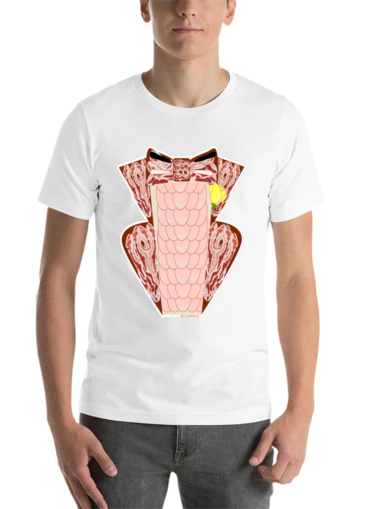 Classy Ruffled Bacon Tuxedo Casual Graphic T-Shirt – Simple And Comfortable Daily Wear