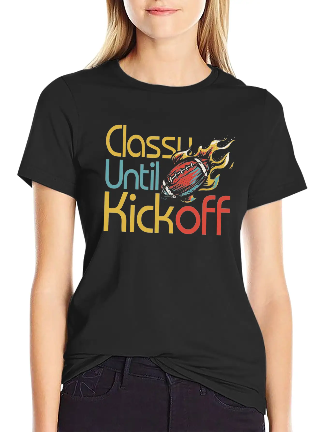 Classy Until Kickoff Game Day American Football Unisex Short Sleeve Soft Cotton T-Shirt – Casual Everyday Wear
