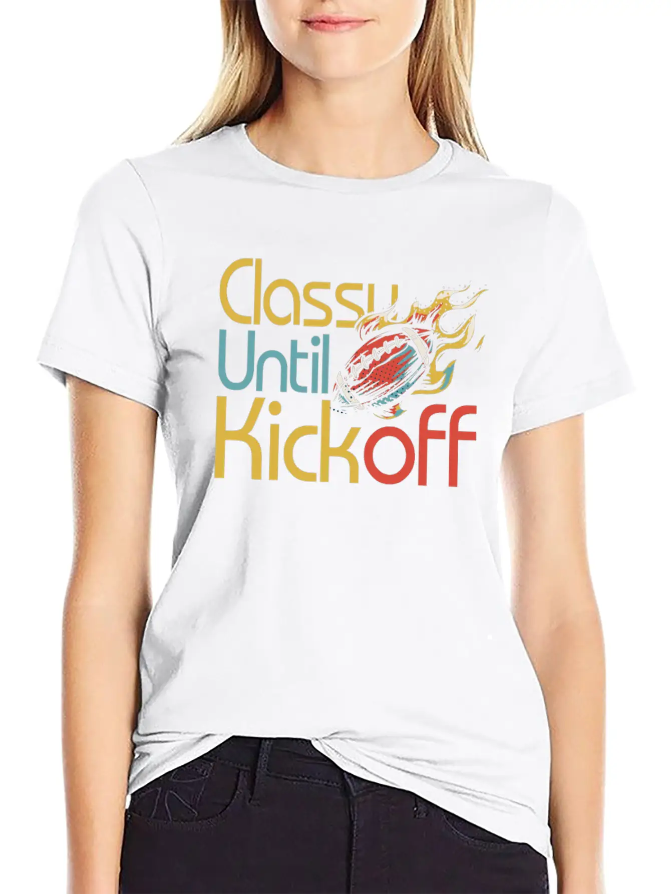 Classy Until Kickoff Game Day American Football Unisex Short Sleeve Soft Cotton T-Shirt – Casual Everyday Wear