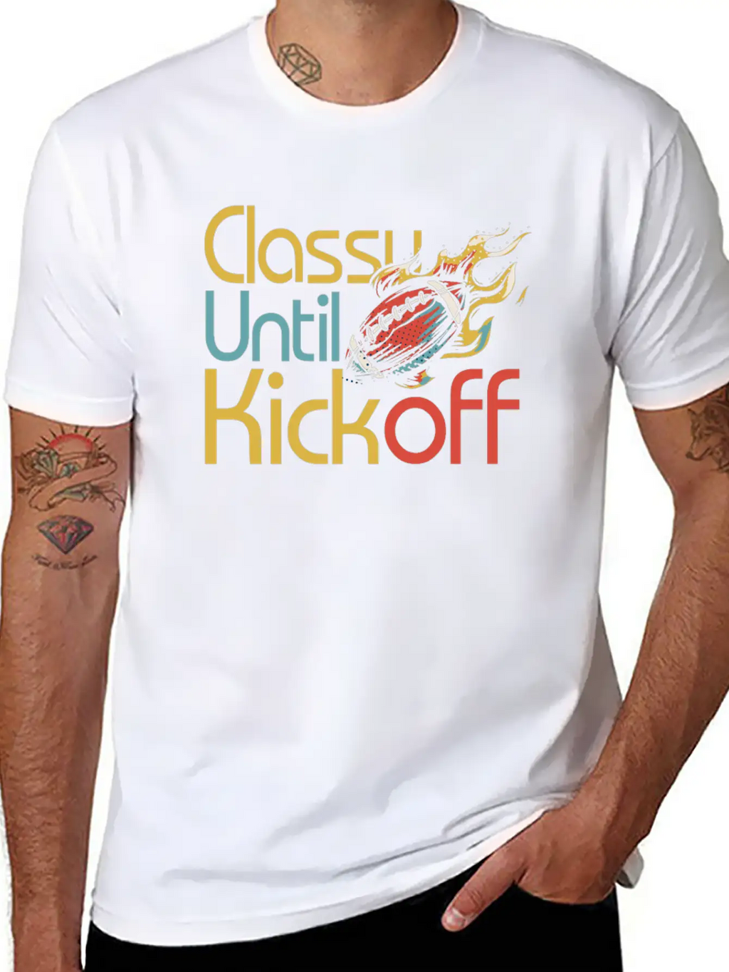 Classy Until Kickoff Game Day American Football Unisex Short Sleeve Soft Cotton T-Shirt – Casual Everyday Wear