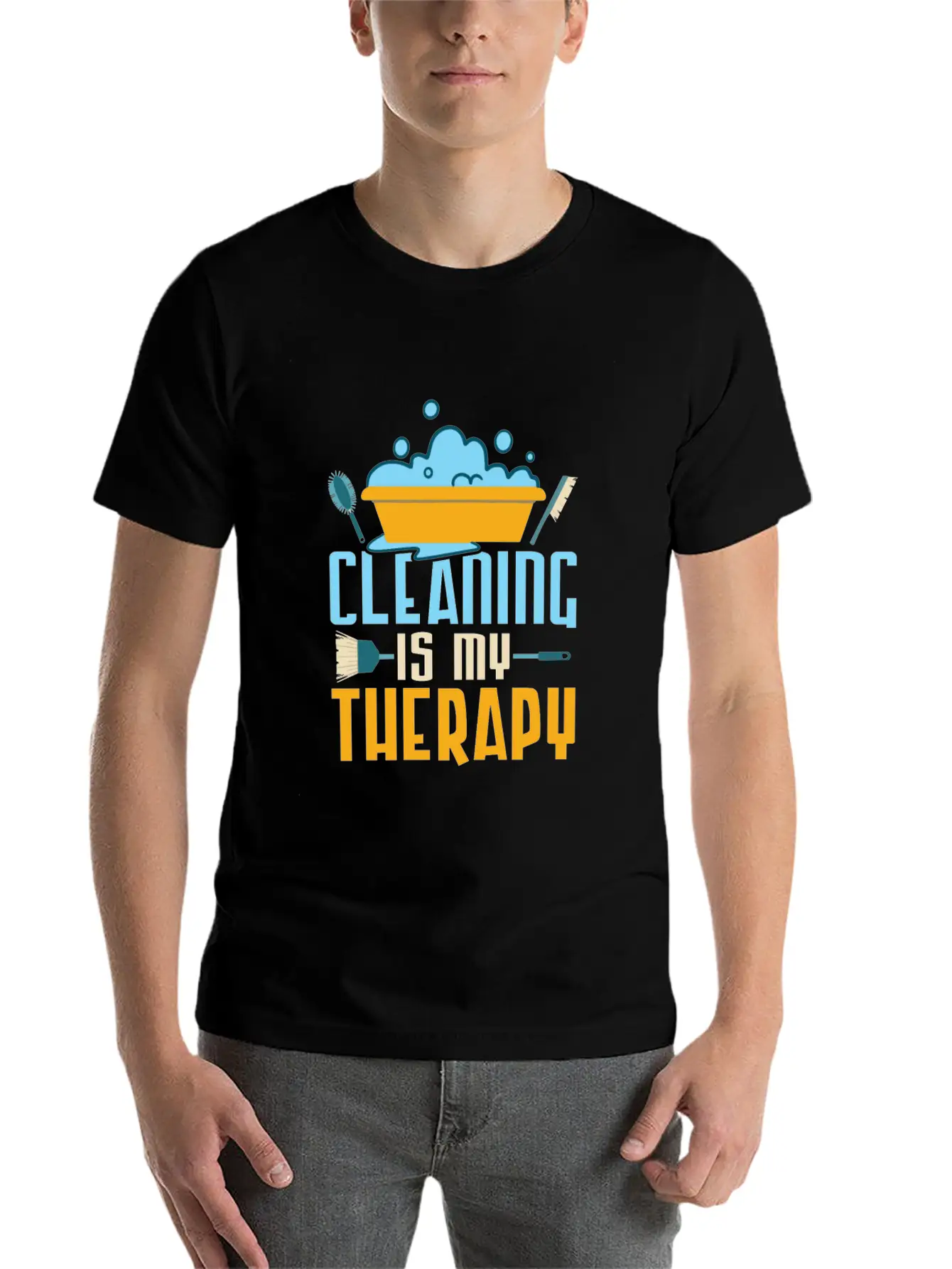 Cleaning Is My Therapy Cleaner Housekeeping Unisex Casual T-Shirt – Clean Design For Daily Comfort