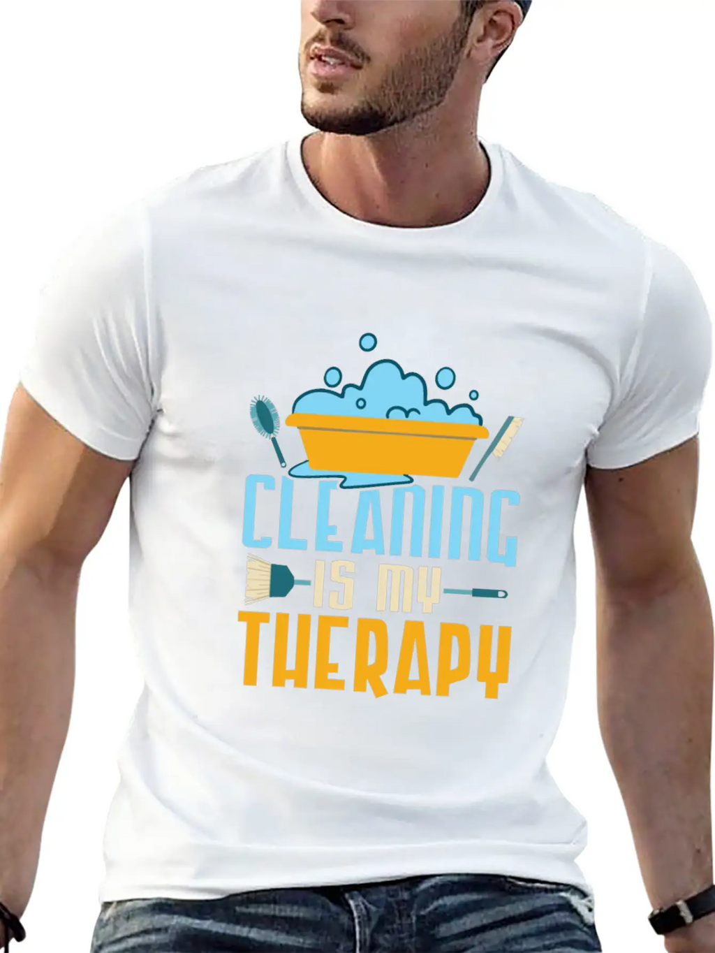 Cleaning Is My Therapy Cleaner Housekeeping Unisex Casual T-Shirt – Clean Design For Daily Comfort