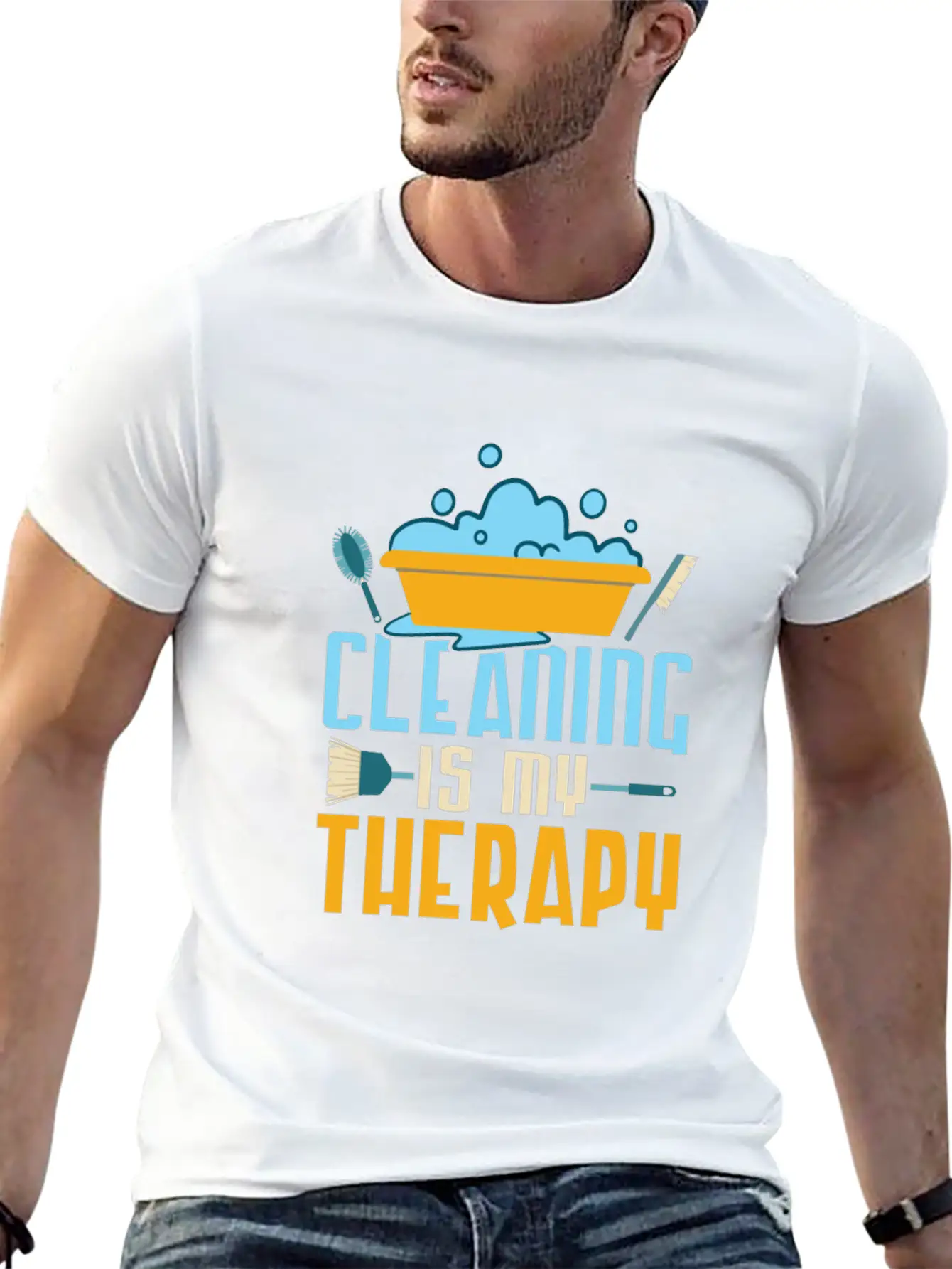 Cleaning Is My Therapy Cleaner Housekeeping Unisex Casual T-Shirt – Clean Design For Daily Comfort
