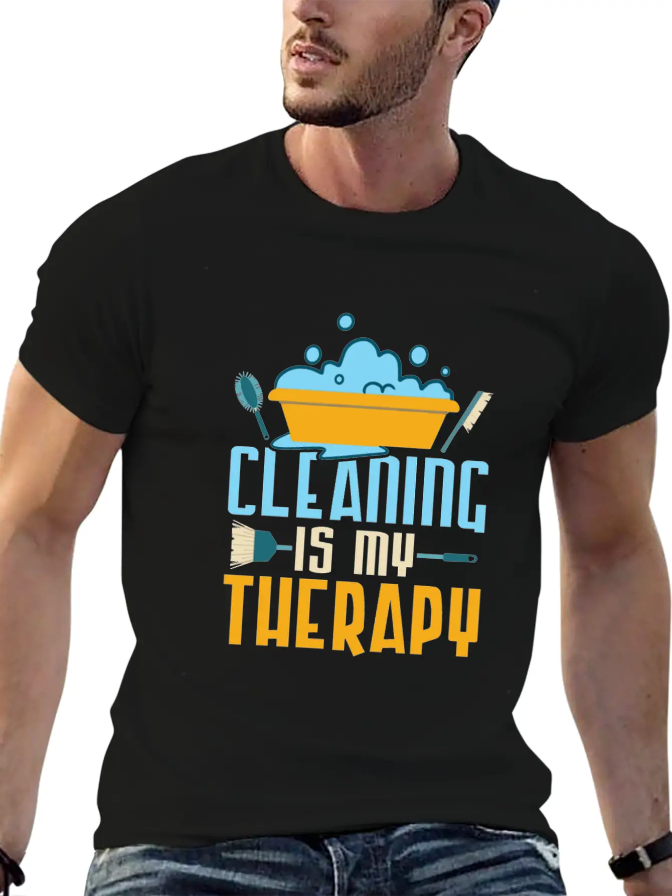 Cleaning Is My Therapy Cleaner Housekeeping Unisex Casual T-Shirt – Clean Design For Daily Comfort