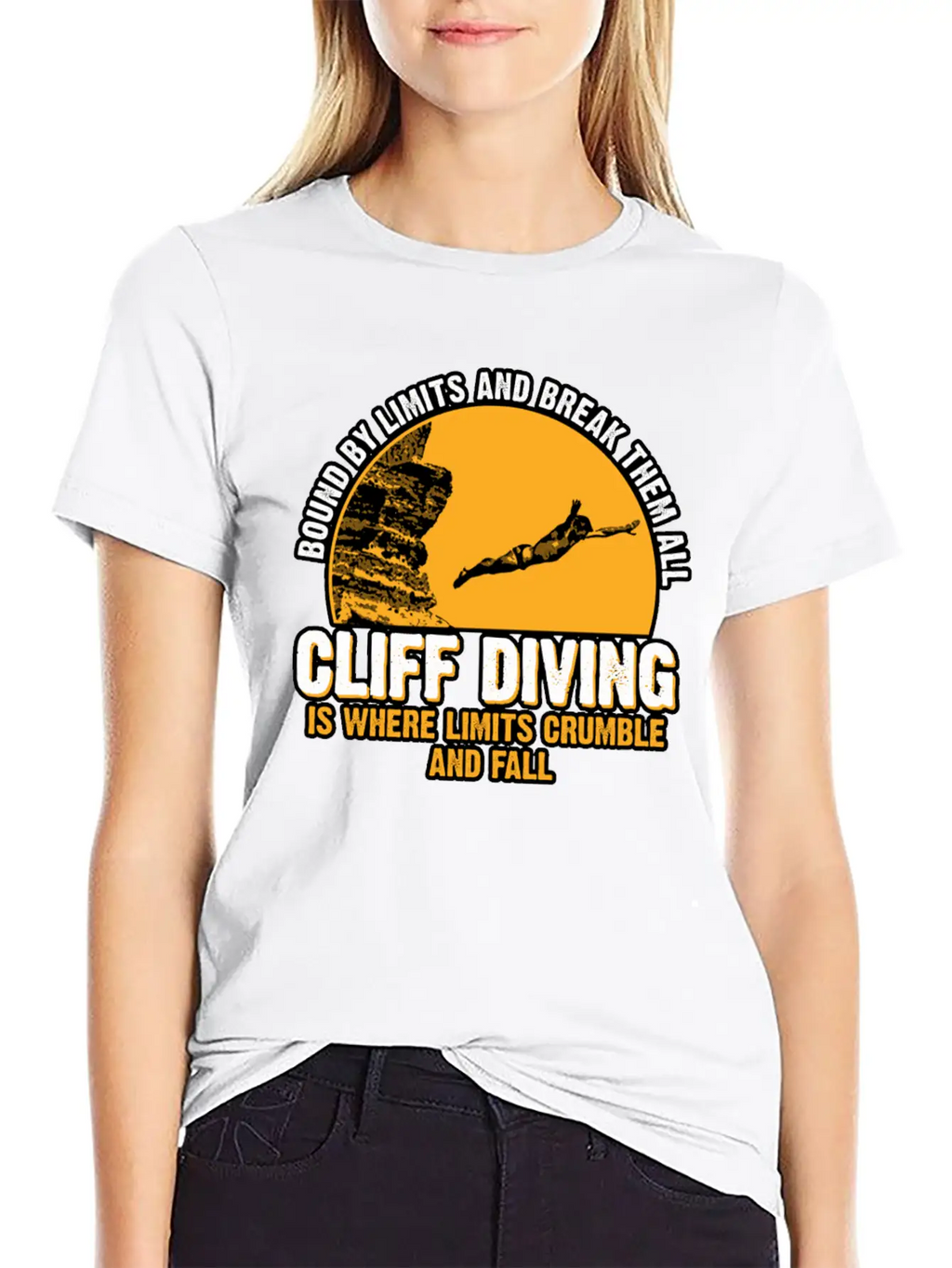 Cliff Diving Bound By Limits And Break Them All Unisex Short Sleeve Soft Cotton T-Shirt – Casual Everyday Wear