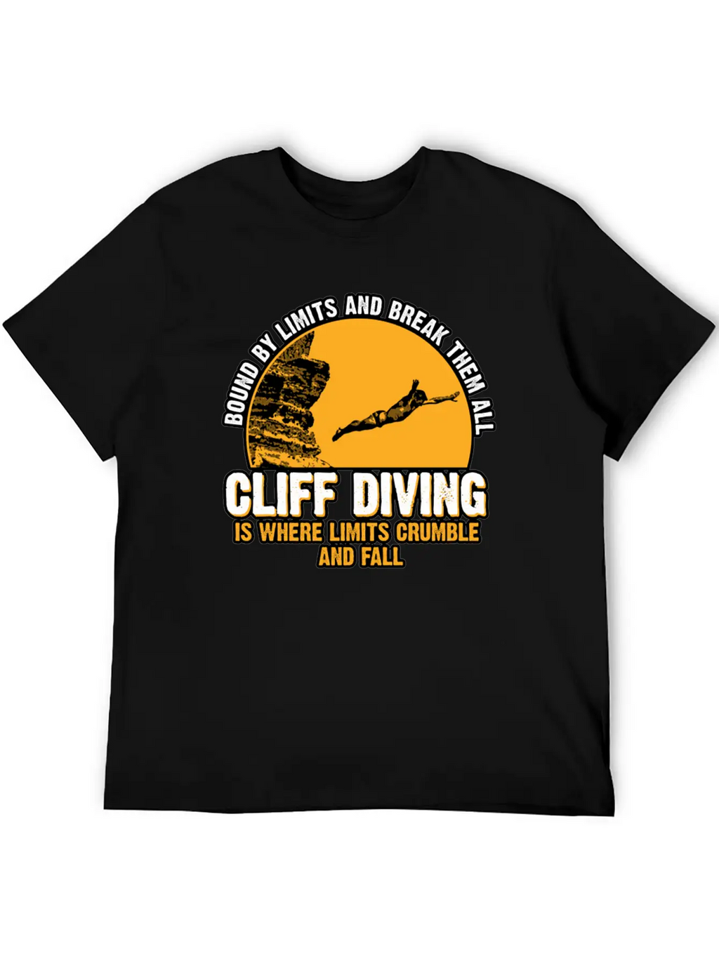 Cliff Diving Bound By Limits And Break Them All Unisex Short Sleeve Soft Cotton T-Shirt – Casual Everyday Wear