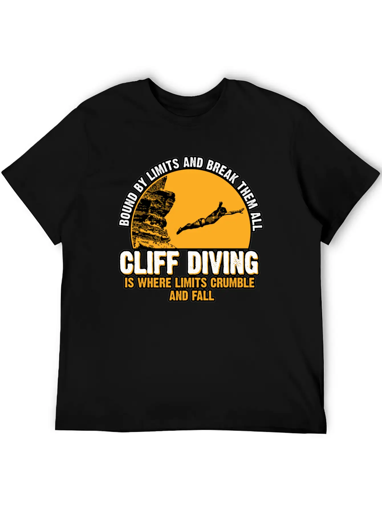 Cliff Diving Bound By Limits And Break Them All Unisex Short Sleeve Soft Cotton T-Shirt – Casual Everyday Wear
