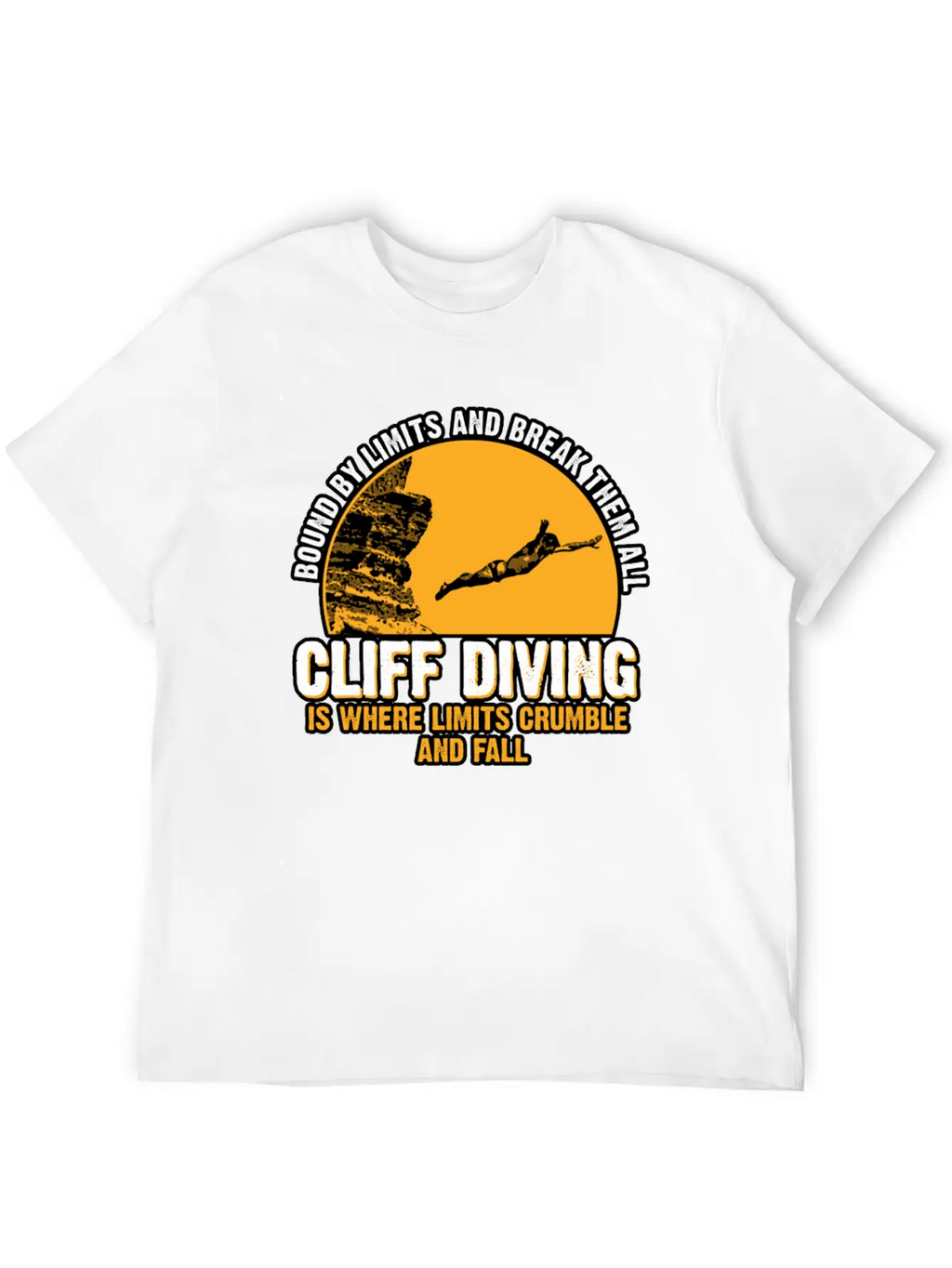 Cliff Diving Bound By Limits And Break Them All Unisex Short Sleeve Soft Cotton T-Shirt – Casual Everyday Wear