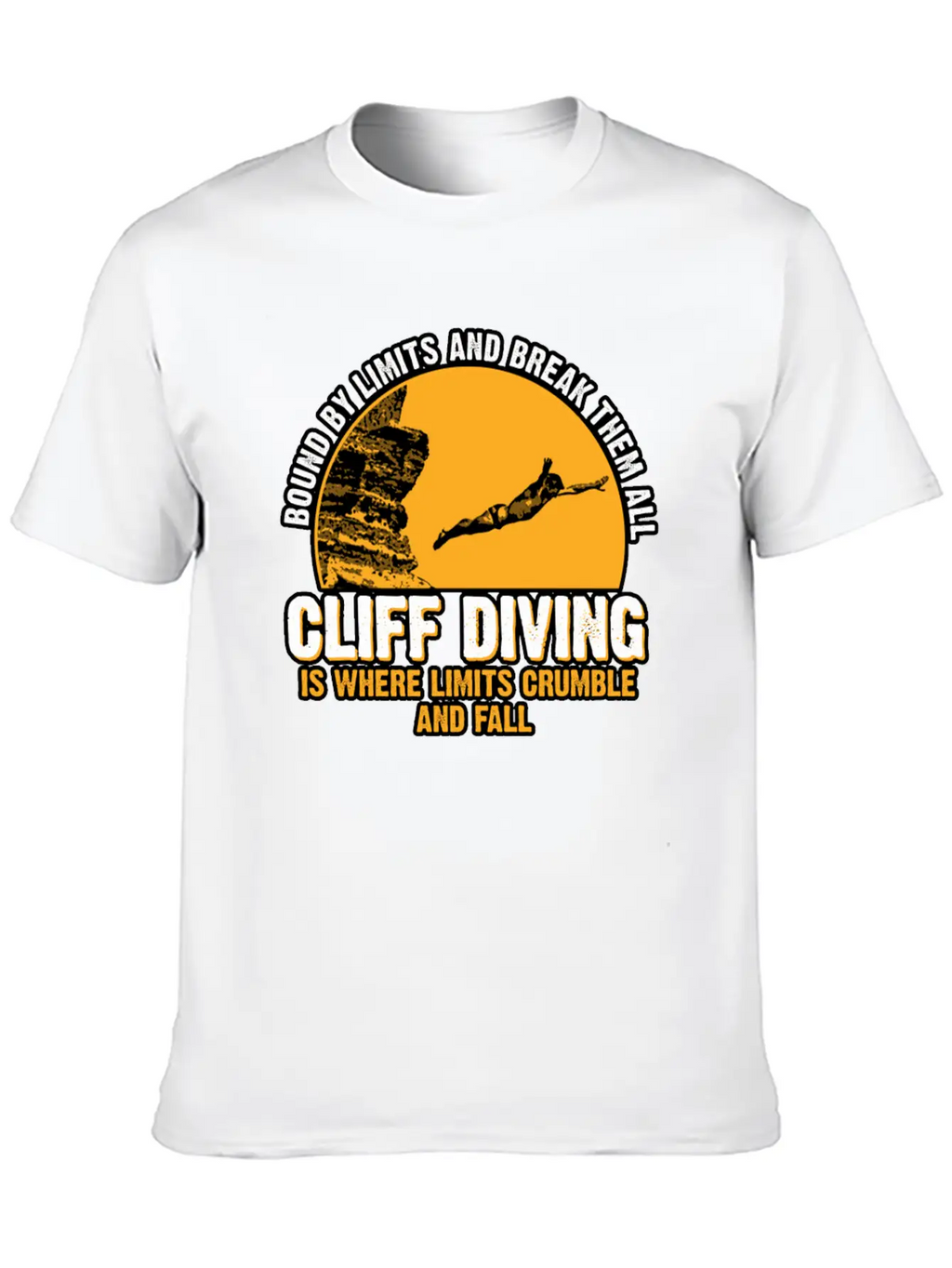 Cliff Diving Bound By Limits And Break Them All Unisex Short Sleeve Soft Cotton T-Shirt – Casual Everyday Wear