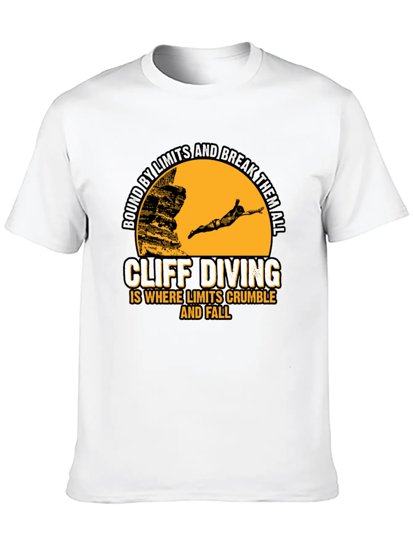 Cliff Diving Bound By Limits And Break Them All Unisex Short Sleeve Soft Cotton T-Shirt – Casual Everyday Wear