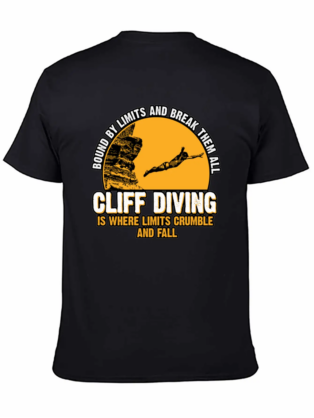 Cliff Diving Bound By Limits And Break Them All Unisex Short Sleeve Soft Cotton T-Shirt – Casual Everyday Wear
