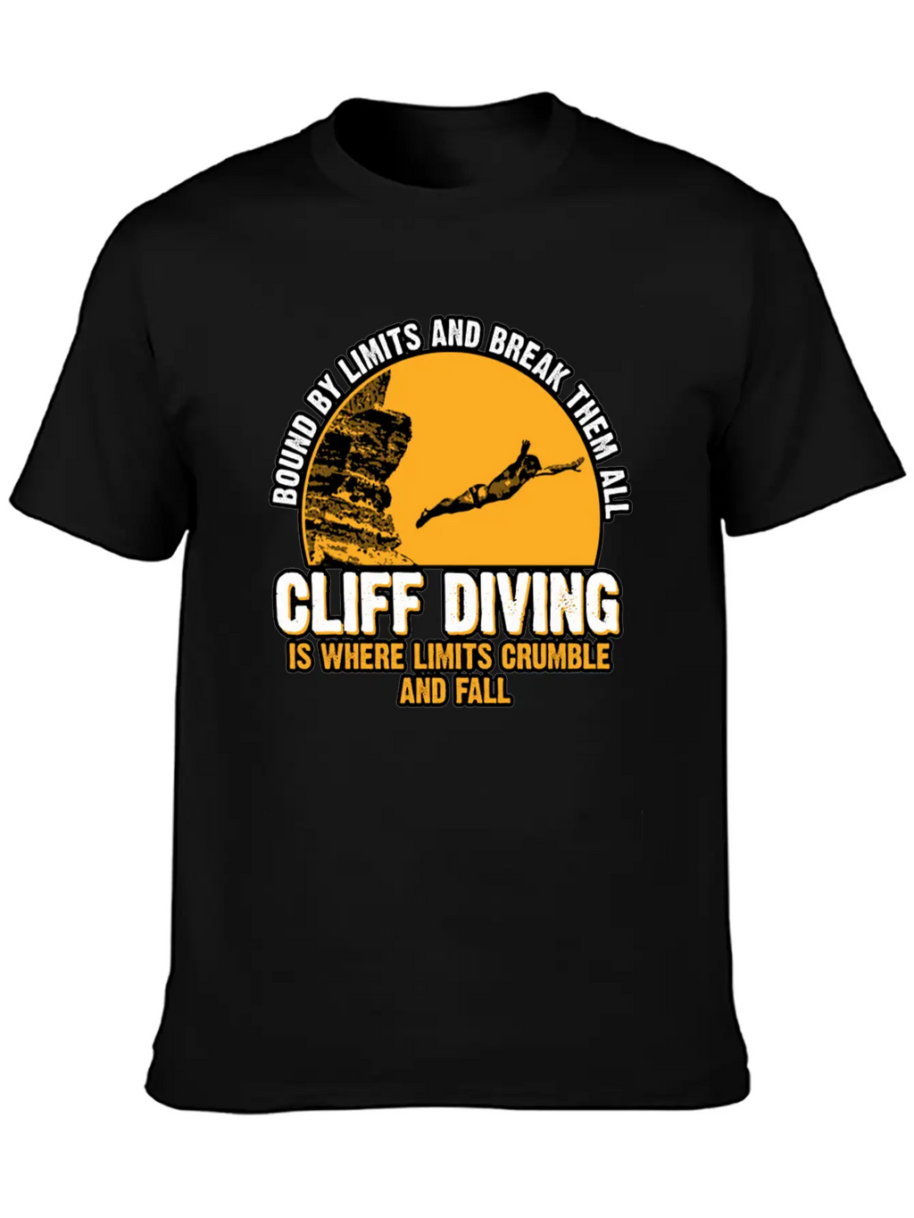 Cliff Diving Bound By Limits And Break Them All Unisex Short Sleeve Soft Cotton T-Shirt – Casual Everyday Wear