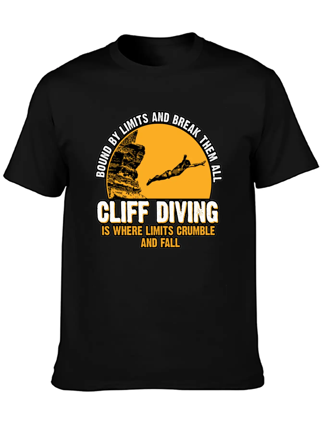 Cliff Diving Bound By Limits And Break Them All Unisex Short Sleeve Soft Cotton T-Shirt – Casual Everyday Wear