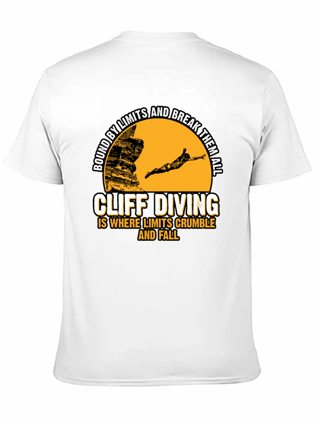 Cliff Diving Bound By Limits And Break Them All Unisex Short Sleeve Soft Cotton T-Shirt – Casual Everyday Wear