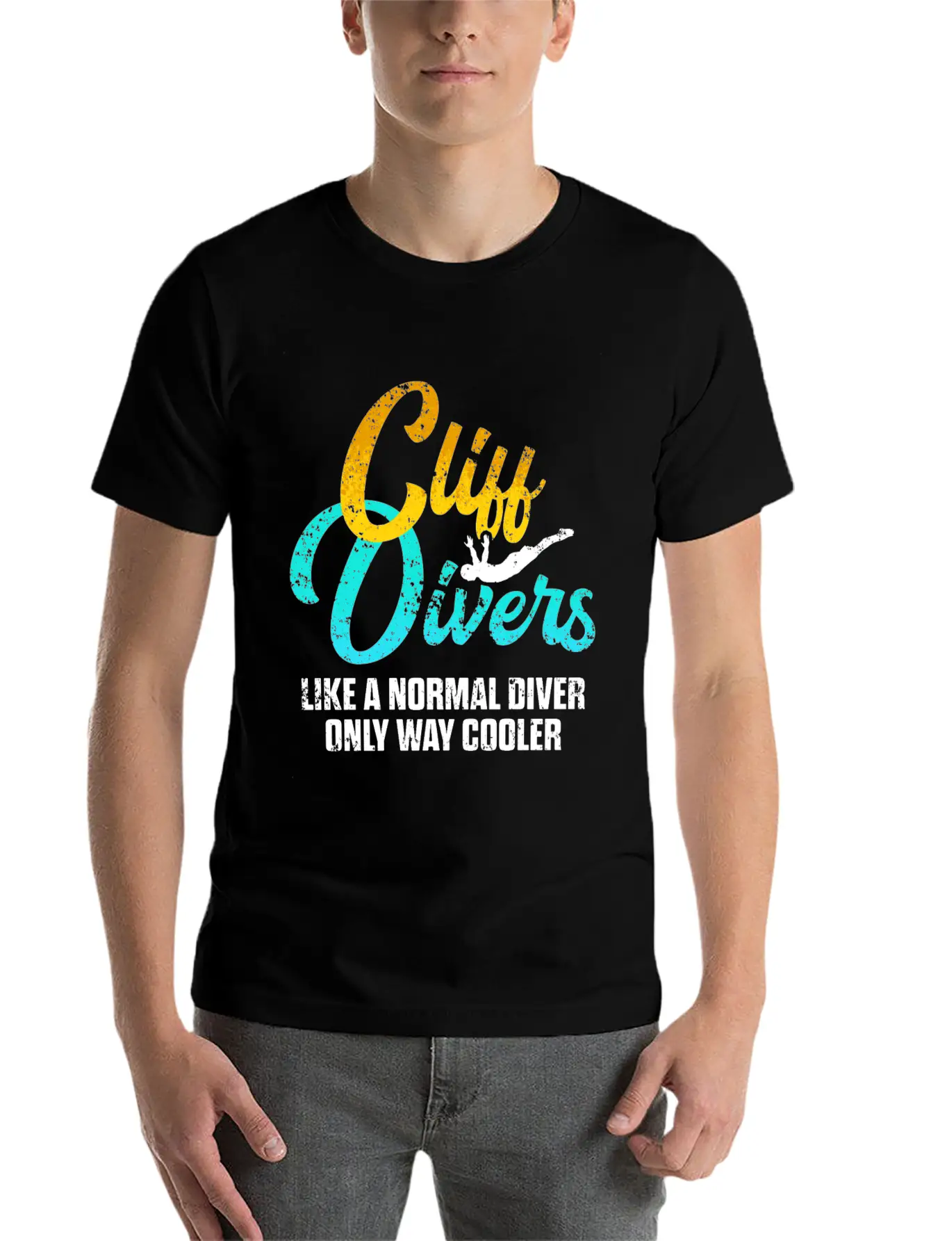 Cliff Diving Lover Normal Dive Cliff Jumping Unisex Short Sleeve Soft Cotton T-Shirt – Casual Everyday Wear