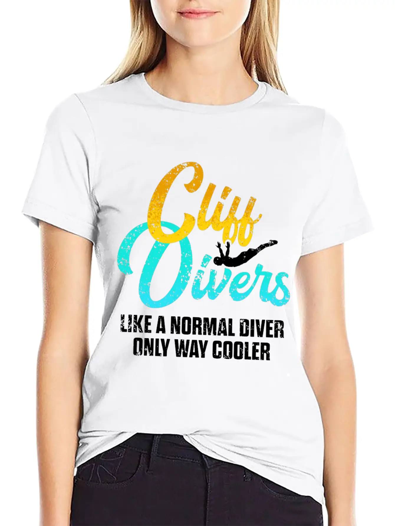 Cliff Diving Lover Normal Dive Cliff Jumping Unisex Short Sleeve Soft Cotton T-Shirt – Casual Everyday Wear