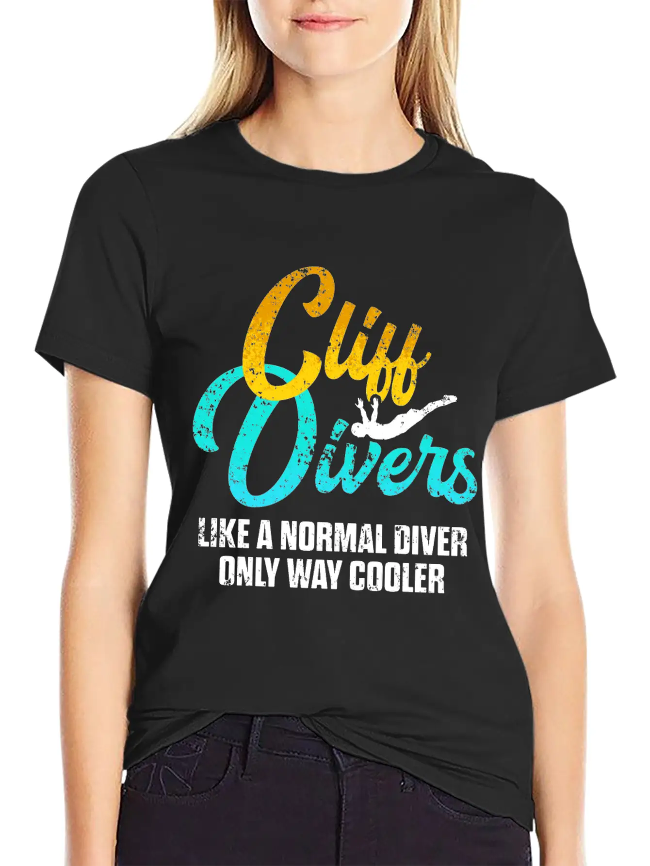 Cliff Diving Lover Normal Dive Cliff Jumping Unisex Short Sleeve Soft Cotton T-Shirt – Casual Everyday Wear