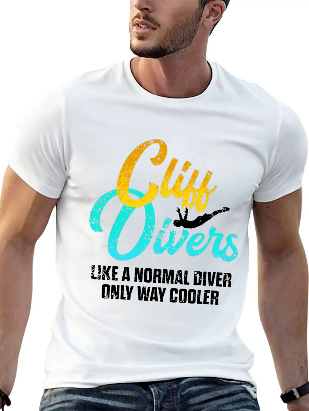 Cliff Diving Lover Normal Dive Cliff Jumping Unisex Short Sleeve Soft Cotton T-Shirt – Casual Everyday Wear