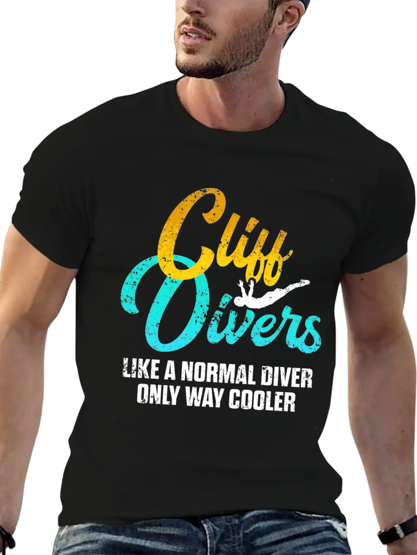 Cliff Diving Lover Normal Dive Cliff Jumping Unisex Short Sleeve Soft Cotton T-Shirt – Casual Everyday Wear