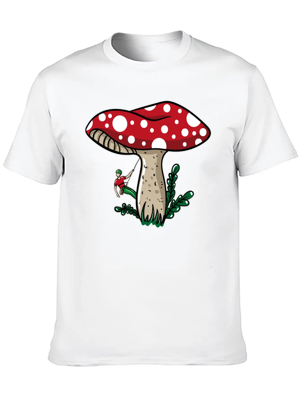 Climber Climbing Mushroom Unisex Short Sleeve Soft Cotton T-Shirt – Casual Everyday Wear