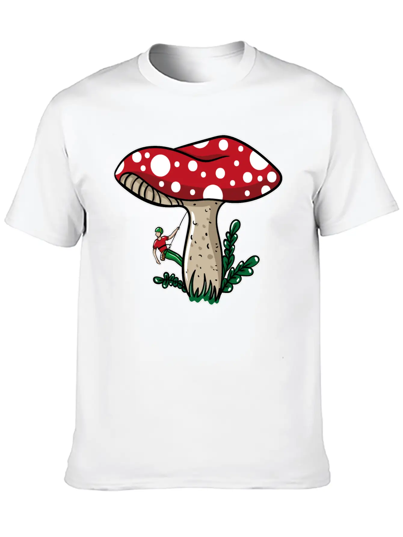 Climber Climbing Mushroom Unisex Short Sleeve Soft Cotton T-Shirt – Casual Everyday Wear