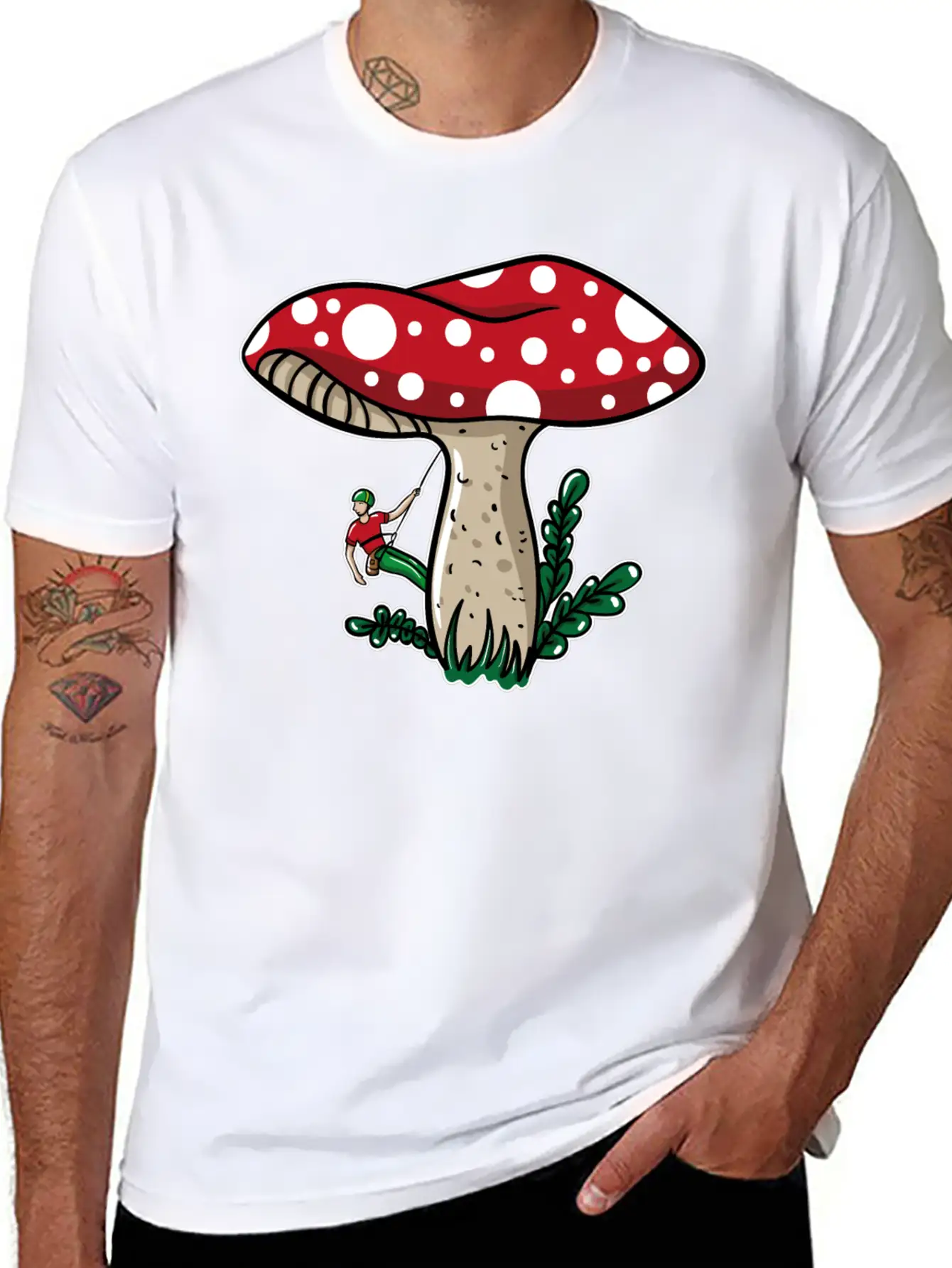 Climber Climbing Mushroom Unisex Short Sleeve Soft Cotton T-Shirt – Casual Everyday Wear