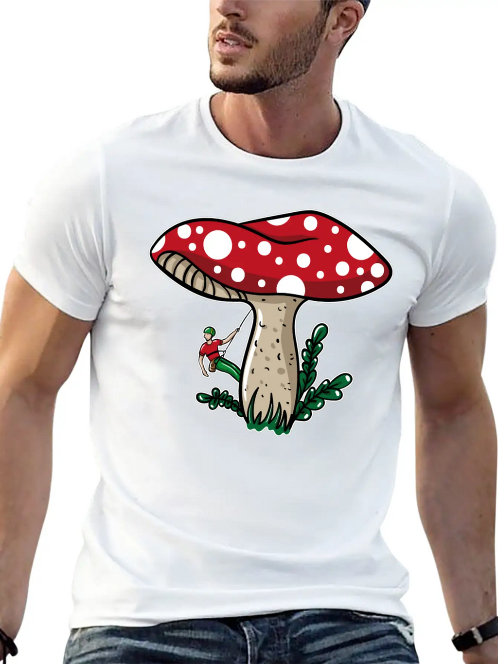 Climber Climbing Mushroom Unisex Short Sleeve Soft Cotton T-Shirt – Casual Everyday Wear