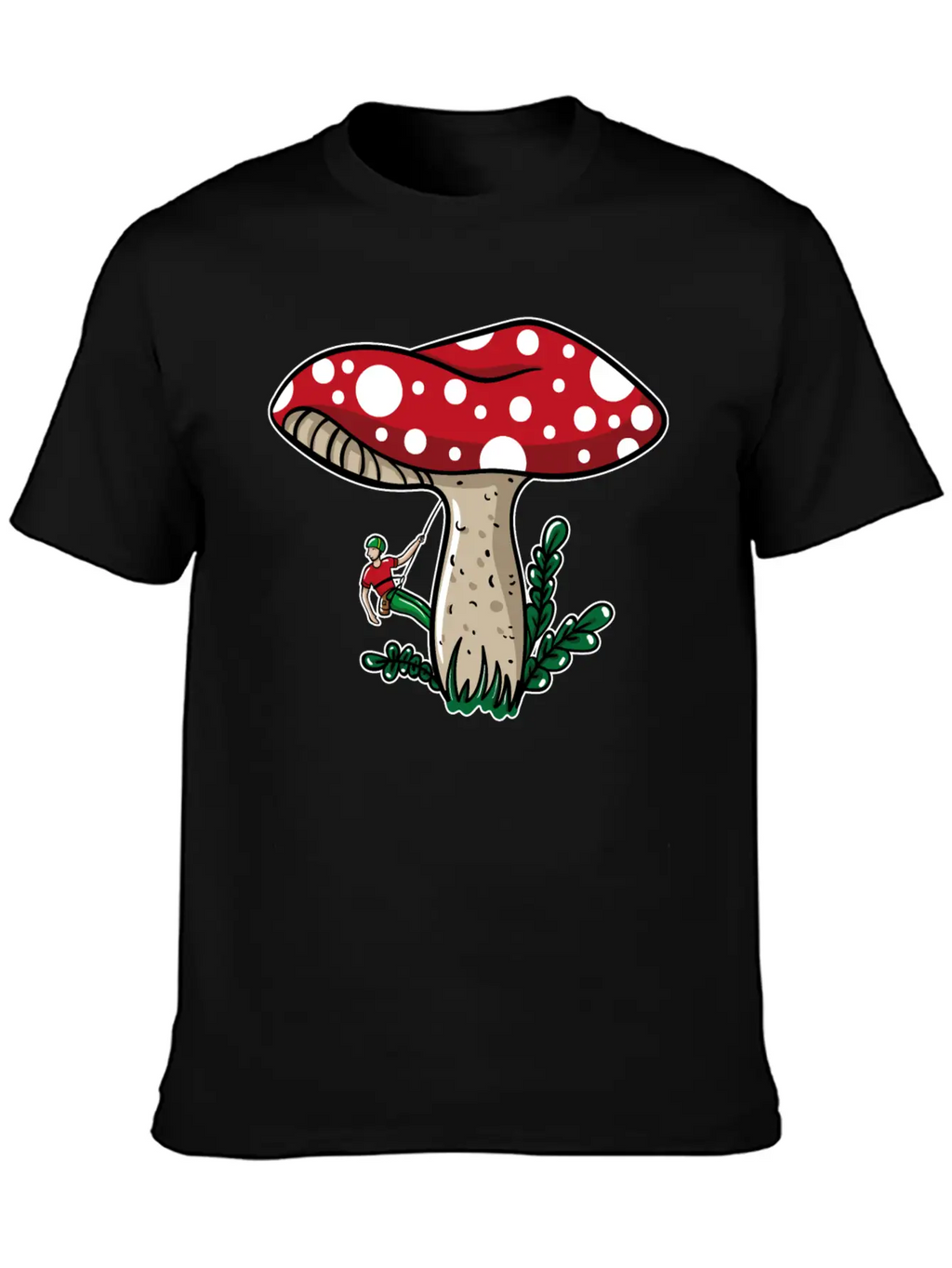 Climber Climbing Mushroom Unisex Short Sleeve Soft Cotton T-Shirt – Casual Everyday Wear